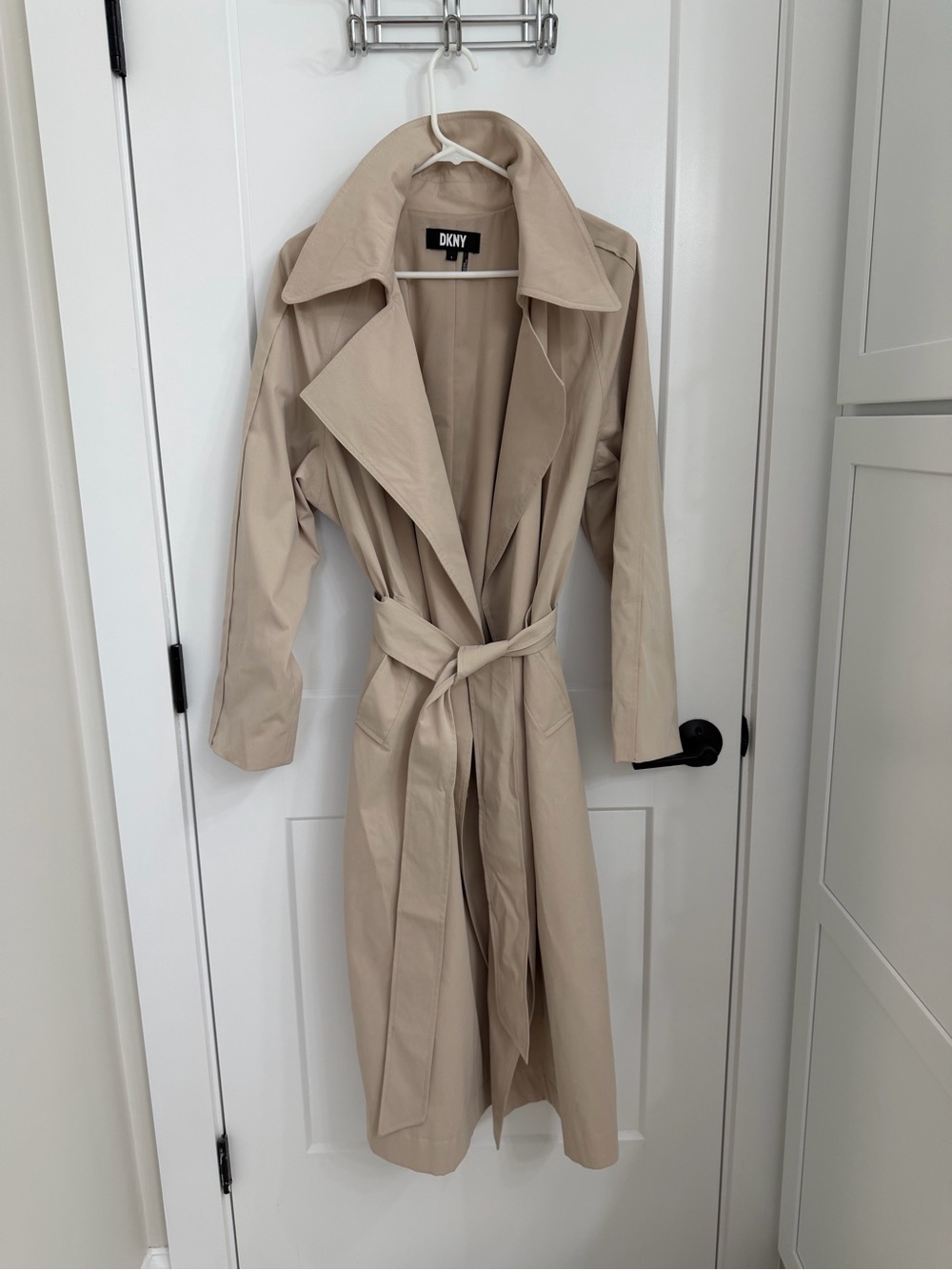 DKNY Light Beige Belted Trench Coat